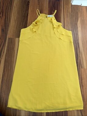 Naked Zebra Yellow Ruffle Halter Dress